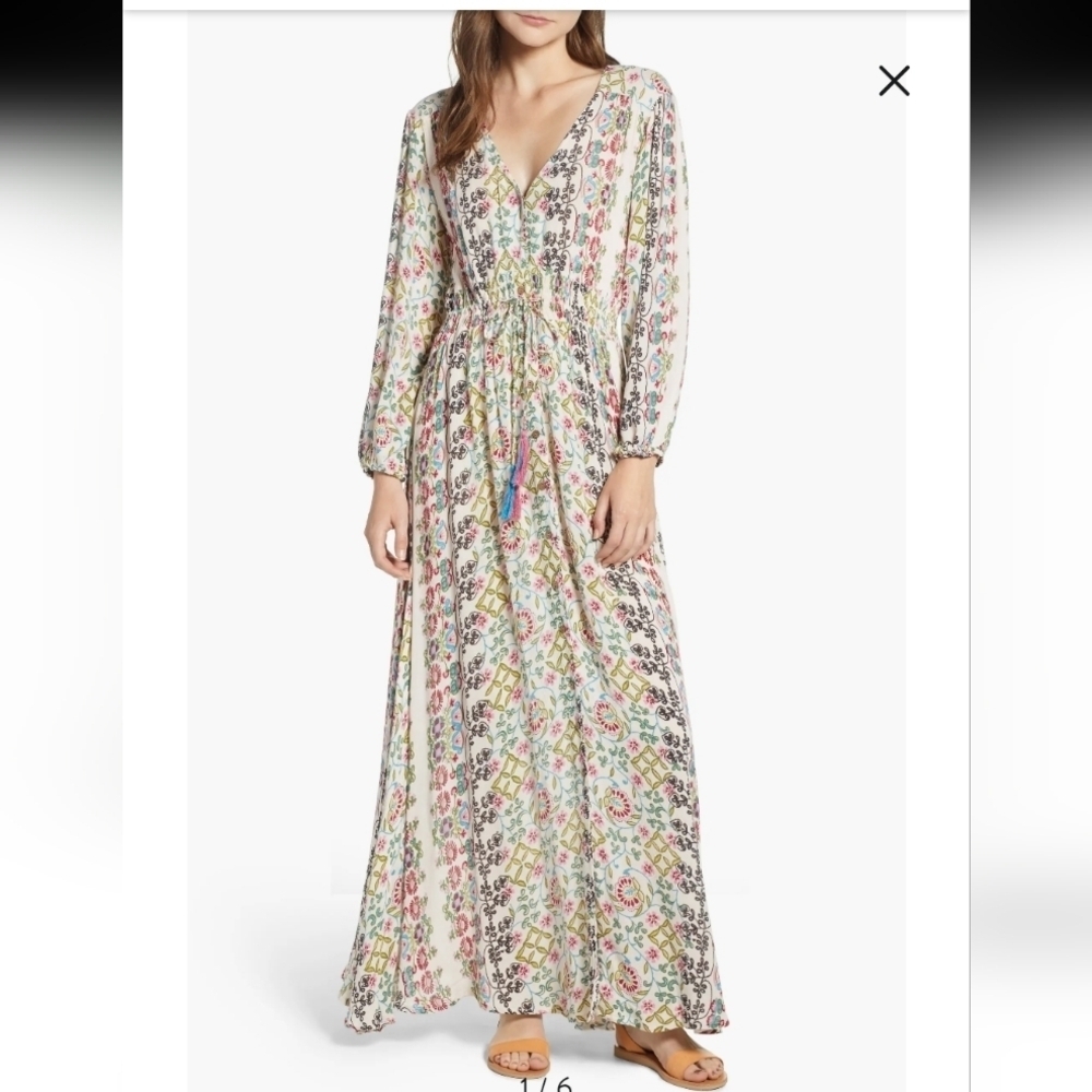 Anthropologie Raga Yasmin Print Maxi Dress